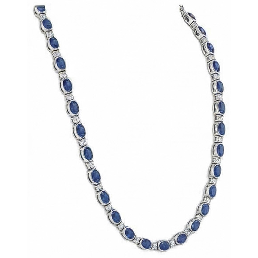 Sri Lanka Blue Sapphire Diamond 40,25 Carati Collana Donna