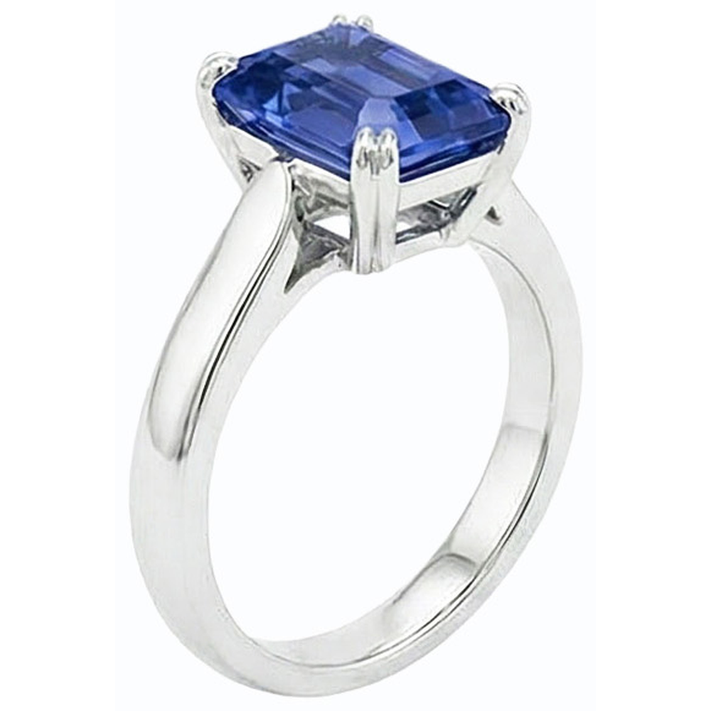 vero emerald zaffiro 2.50carati anello vista di profilo