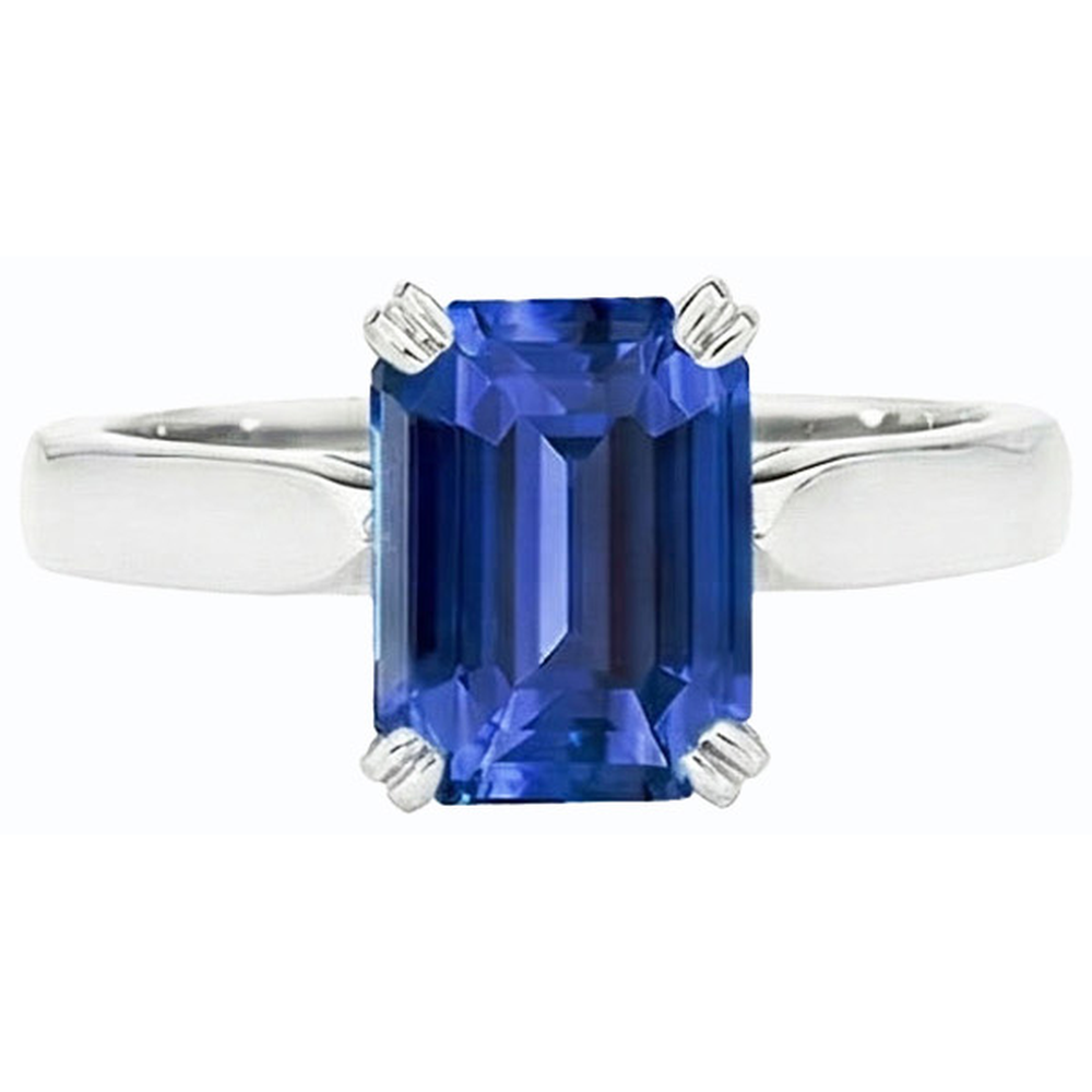 vero emerald zaffiro 2.50carati anello su bianco