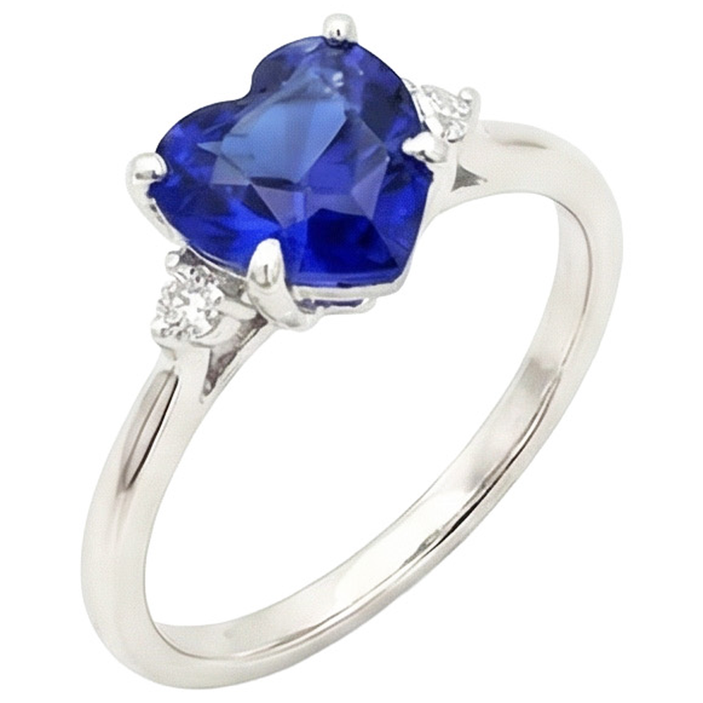 vero heart zaffiro 2carati anello vista frontale