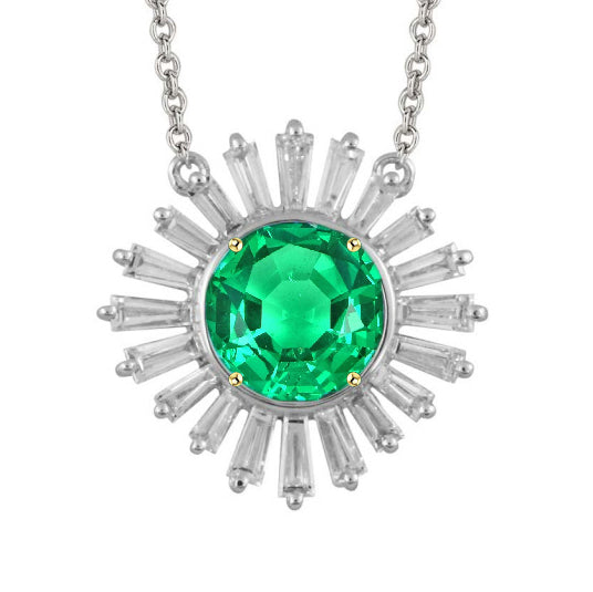 Smeraldo Collana Pendente 3 carati Oro 14 Carati Bicolore – vista principale