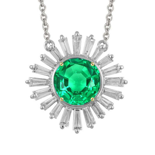 Smeraldo Collana Pendente 3 carati Oro 14 Carati Bicolore – vista principale