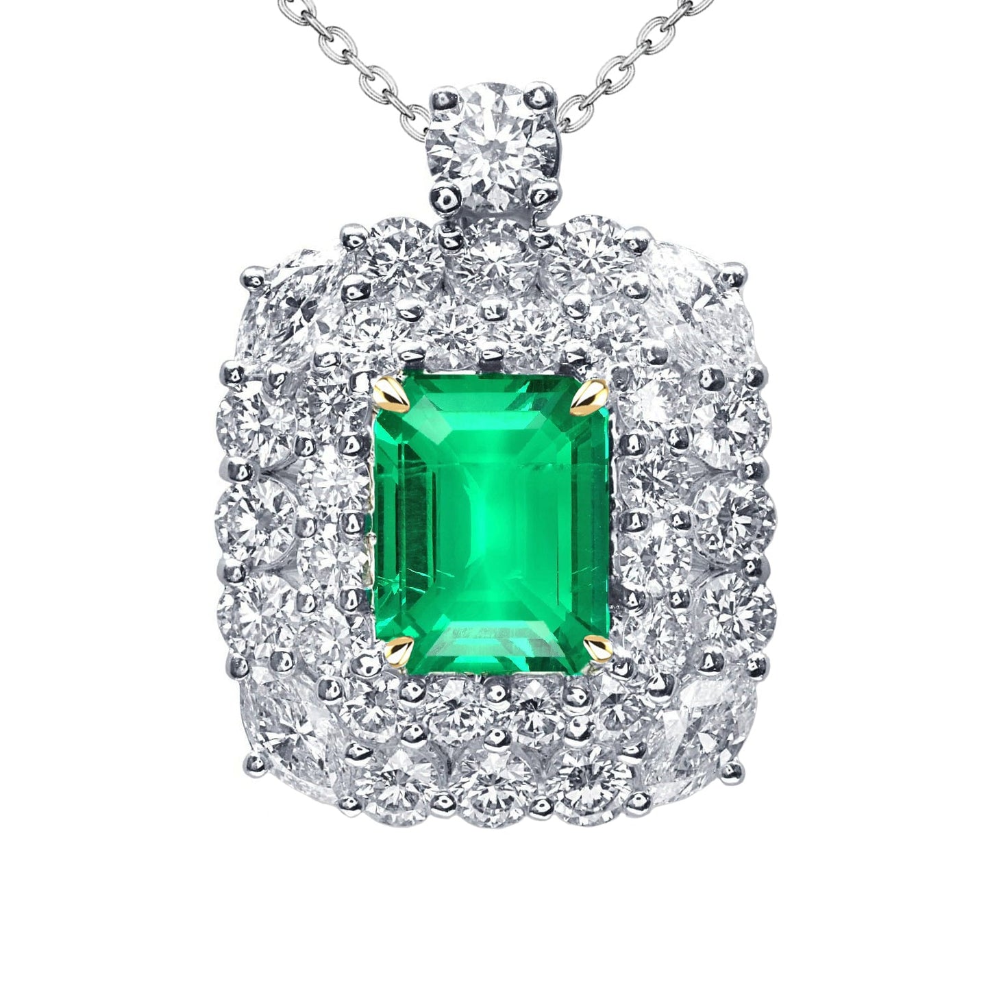 Smeraldo Colombiano Collana Pendente 3,50 carati Oro Bicolore 14K – vista principale