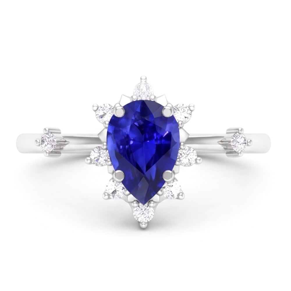 Stella Zaffiro Blu Fiordaliso Anello Pietra Colorata 1,50 carati
