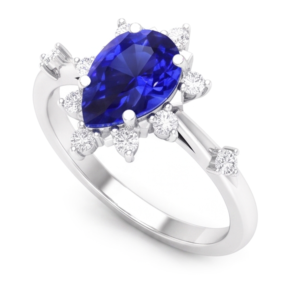Stella Zaffiro Blu Fiordaliso Anello Pietra Colorata 1,50 carati