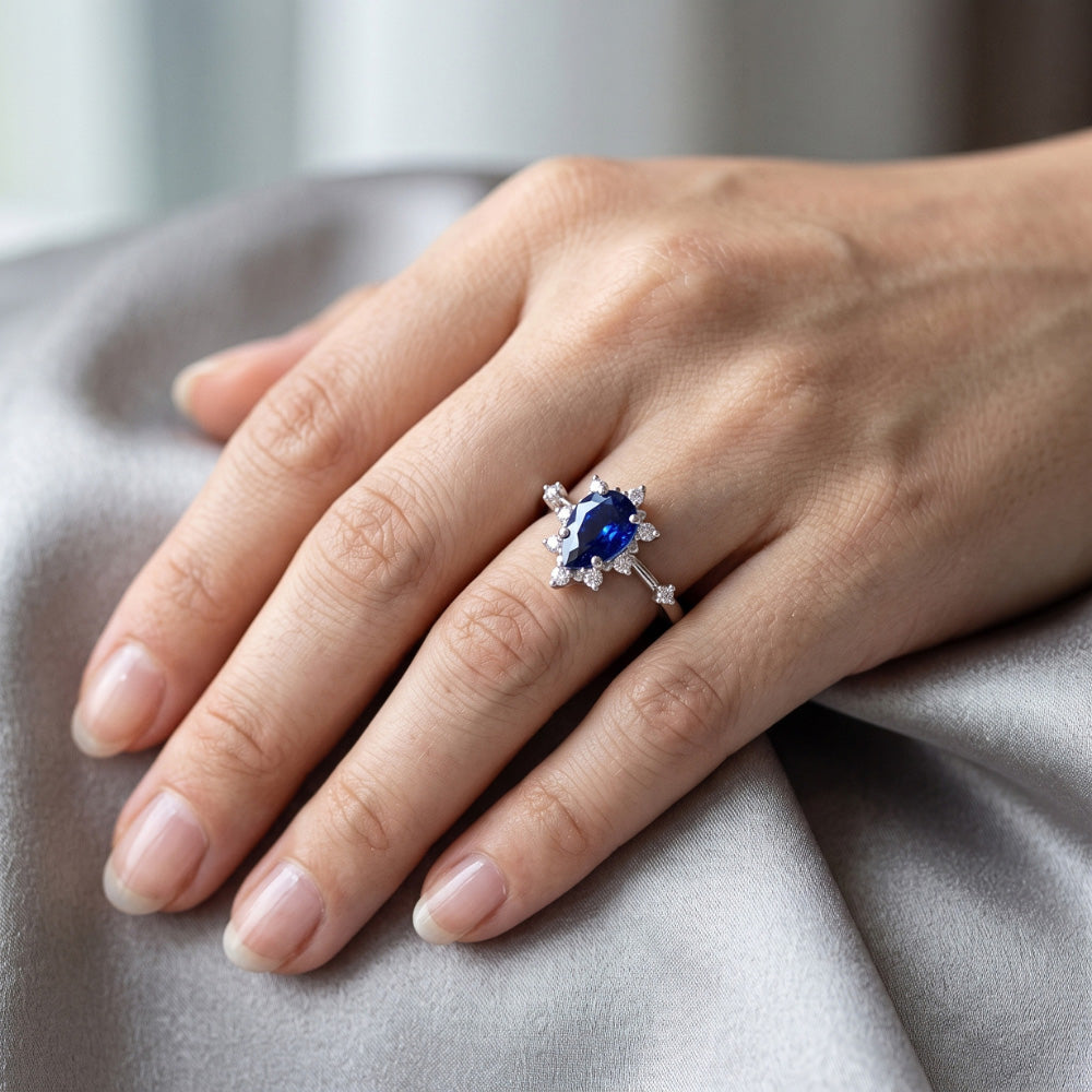 Stella Zaffiro Blu Fiordaliso Anello Pietra Colorata 1,50 carati