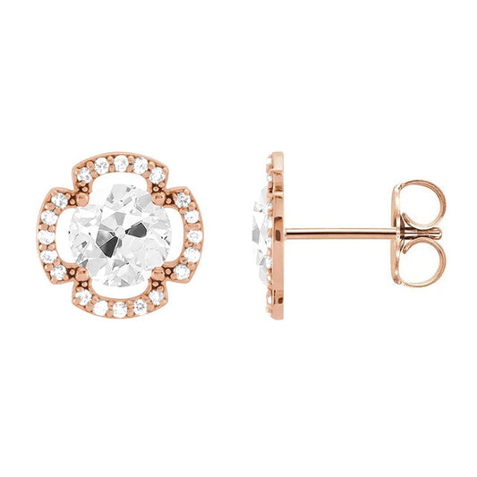Diamante Orecchini 5,50 carati Oro Rosa 14K – vista frontale