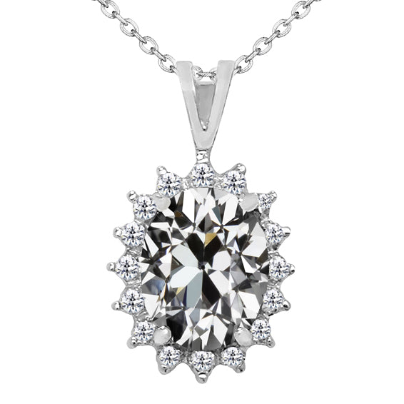Taglio Old Mine Diamante Fine anello in Oro Bianco 14K – vista principale