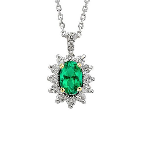 Smeraldo Fine Pendente con Gemma 1,50-carati Oro Bicolore 14K – vista principale