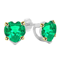 Heart Smeraldo Fine Gemstone Earring 2,50 carati – Oro Due Toni