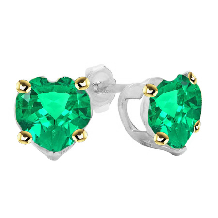 Gemstone Earring Oro Due Toni 14K con Smeraldo Fine – vista principale