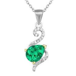 Pavé Pendente con Gemma – Smeraldo 1 carati Oro 14 Carati