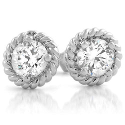 Taglio Brillante Rotondo 2.50 Ct. Orecchino A Bottone Con Vero Diamanti Gioielli In Oro Fino