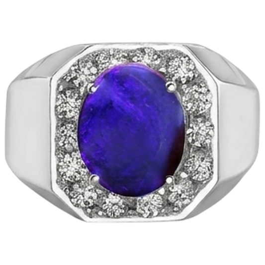 Taglio Ovale Opale Fulmine Anello da Uomo