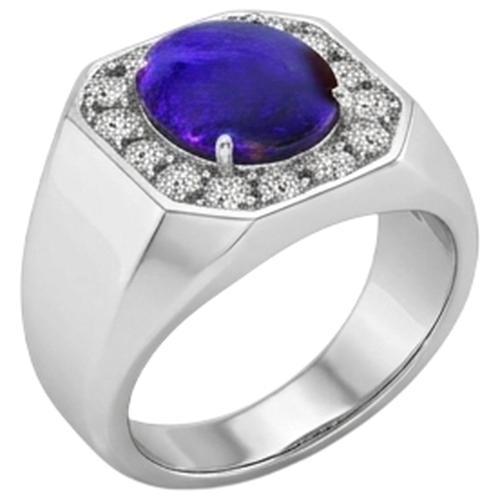 Taglio Ovale Opale Fulmine Anello da Uomo