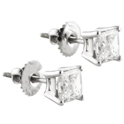 Taglio Principessa 4.00 Ct. Orecchini A Lobo Con Genuino Diamanti In Oro Bianco