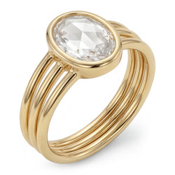 Taglio Rosa Anello Monopietra – Brillante 3 carati Oro Giallo 14K
