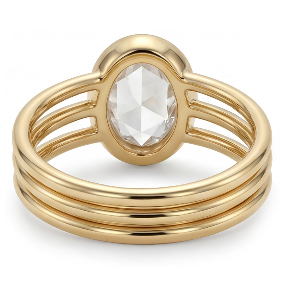 Taglio Rosa Anello Monopietra – Brillante 3 carati Oro Giallo 14K
