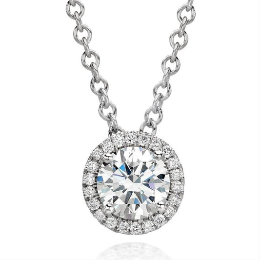 Taglio Rotondo 2.75 Ct. Collana Pendente Genuino Diamanti Con Catena Bianco 14K