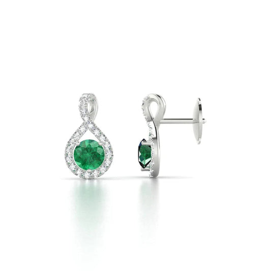 Taglio brillante rotondo 6.10 ct. Orecchini pendenti con Verde smeraldo e diamanti