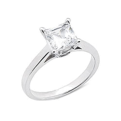 Taglio Principessa 1 Ct. Anello Di Fidanzamento Con Genuino Diamante In Oro Bianco 14K