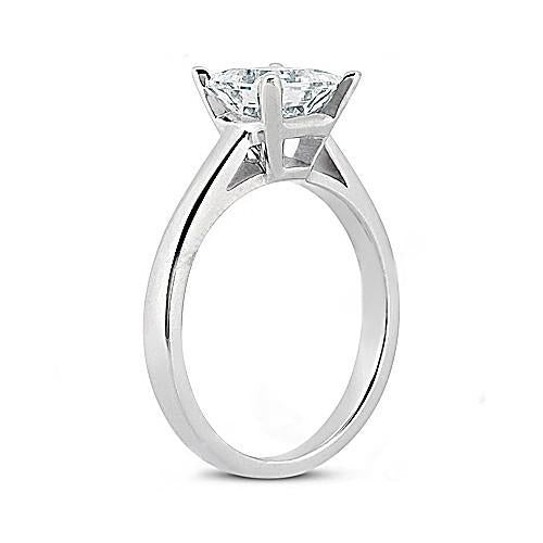 Taglio Principessa 2 Ct. Anello Solitario In Oro Bianco Con Vero Diamante