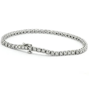 Taglio Rotondo Bracciale Tennis Con Vero Diamanti 4.50 Ct Parure in Oro Bianco 14K