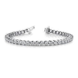 Taglio Rotondo Bracciale Tennis Gioielli in Oro Bianco 14K 14.44 Carati Vero Diamante