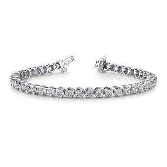 Taglio Rotondo Bracciale Tennis Gioielli in Oro Bianco 14K 14.44 Carati Vero Diamante