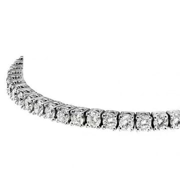 Taglio Rotondo Bracciale Tennis Vero Diamanti Oro Bianco 14K 6 Carati