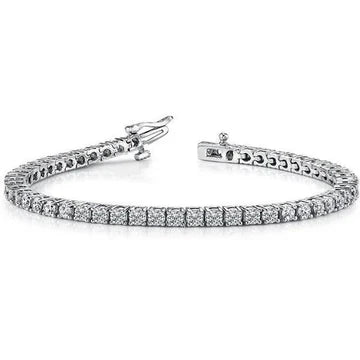 Taglio Rotondo Bracciale Tennis in Oro Bianco 14K 6 Ct Vero Diamante