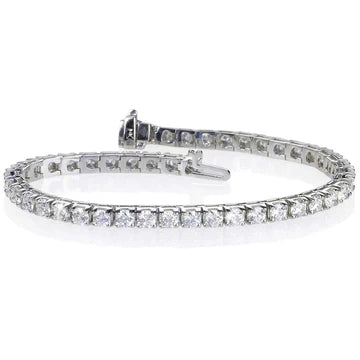 Taglio Rotondo Bracciale Vero Diamanti Scintillanti WG 14K 7.65 Carati