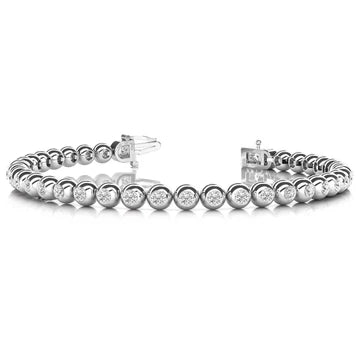 Taglio Rotondo Lunetta Bracciale 7.60 Carati Vero Diamanti Oro Bianco 14K