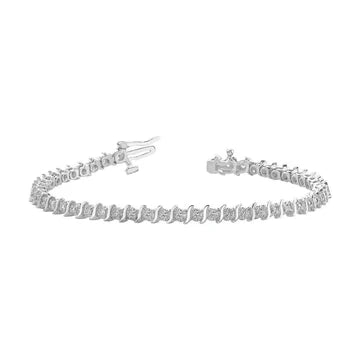 Taglio Rotondo Oro Bianco Brillanti 4.50 Ct Vero Diamanti Bracciale Tennis