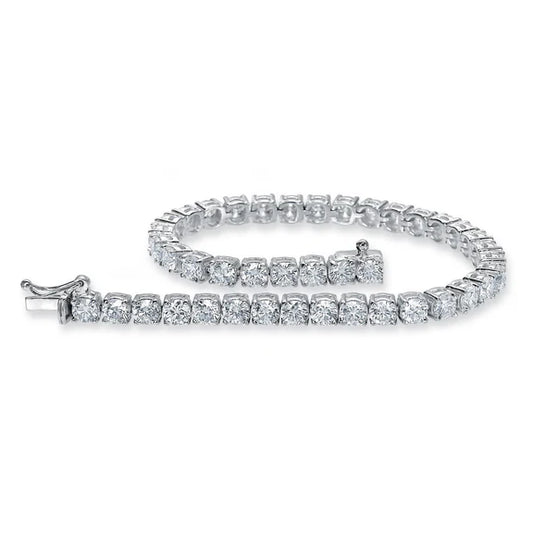 Taglio Rotondo Vero Diamanti Bracciale Tennis Oro Bianco Sparkling 10.50 Ct