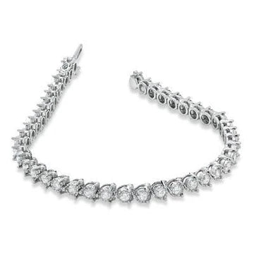 Taglio Rotondo Vero Diamanti Montatura A Griffe Bracciale Tennis Oro Bianco 10.50 Ct