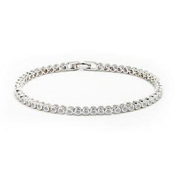 Taglio rotondo Bracciale Vero Diamanti 5 Carati Oro Bianco 14K