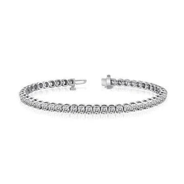 Taglio rotondo Bracciale Vero Diamanti Oro Bianco 14K 6.75 Carati Gioielleria