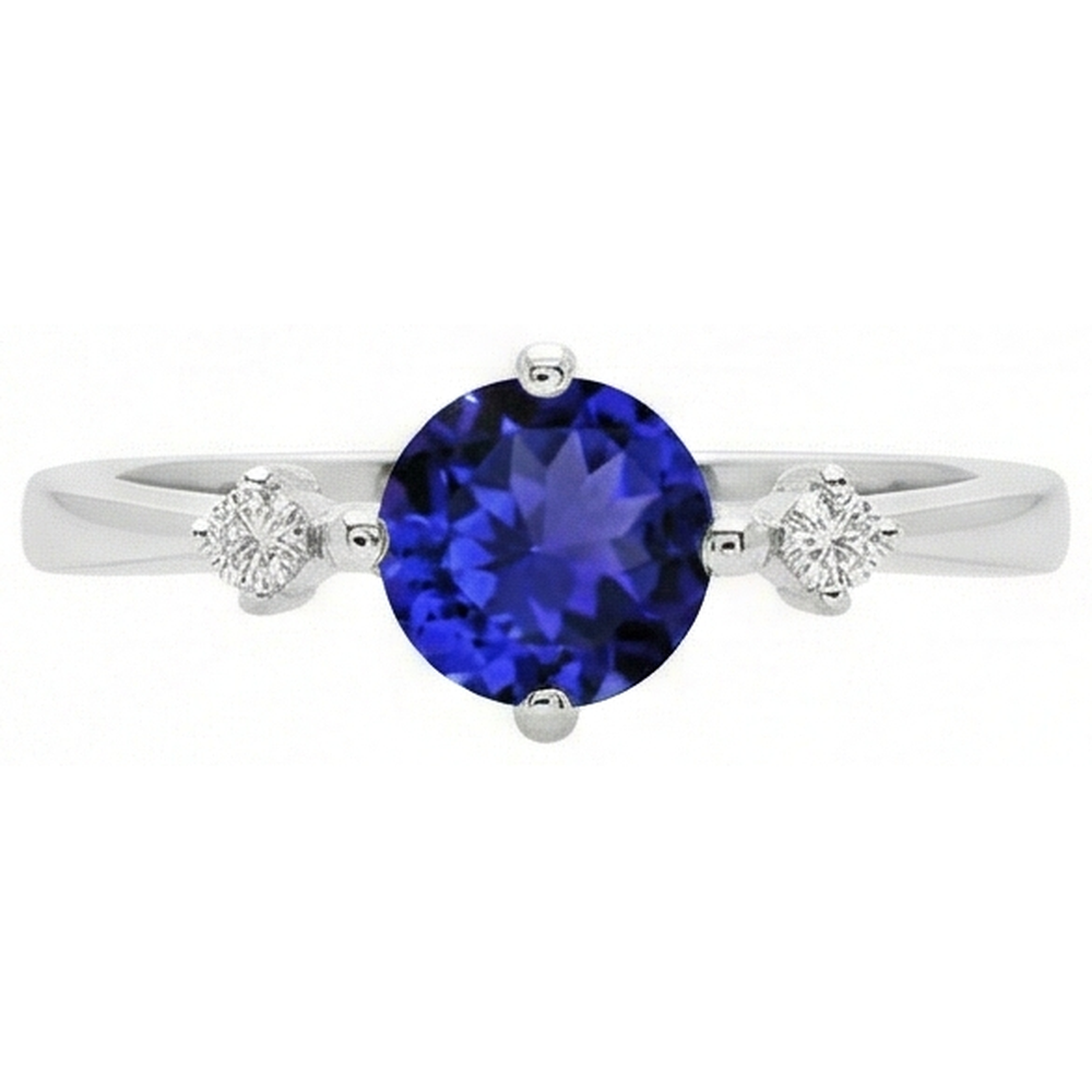 Tanzanite AAA Round Diamonds Women Fancy Ring Oro bianco 0.75 carati