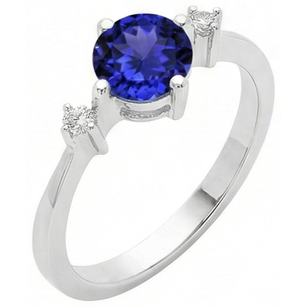 Tanzanite AAA Round Diamonds Women Fancy Ring Oro bianco 0.75 carati