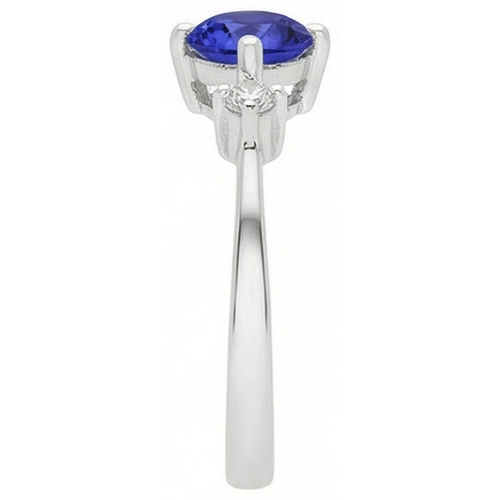 Tanzanite AAA Round Diamonds Women Fancy Ring Oro bianco 0.75 carati