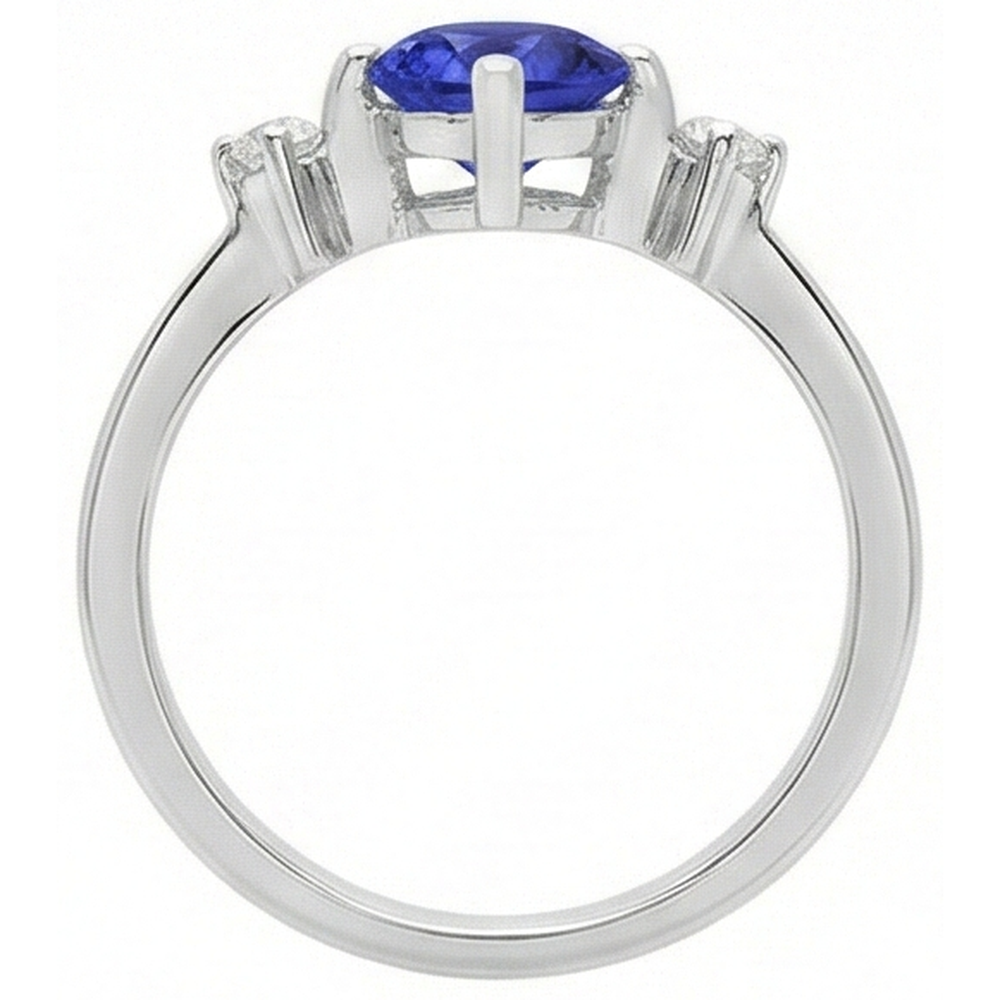Tanzanite AAA Round Diamonds Women Fancy Ring Oro bianco 0.75 carati