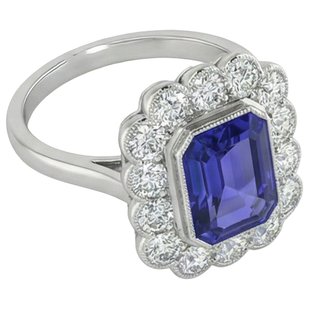 vero round tanzanite 6.75carati anello angolo laterale
