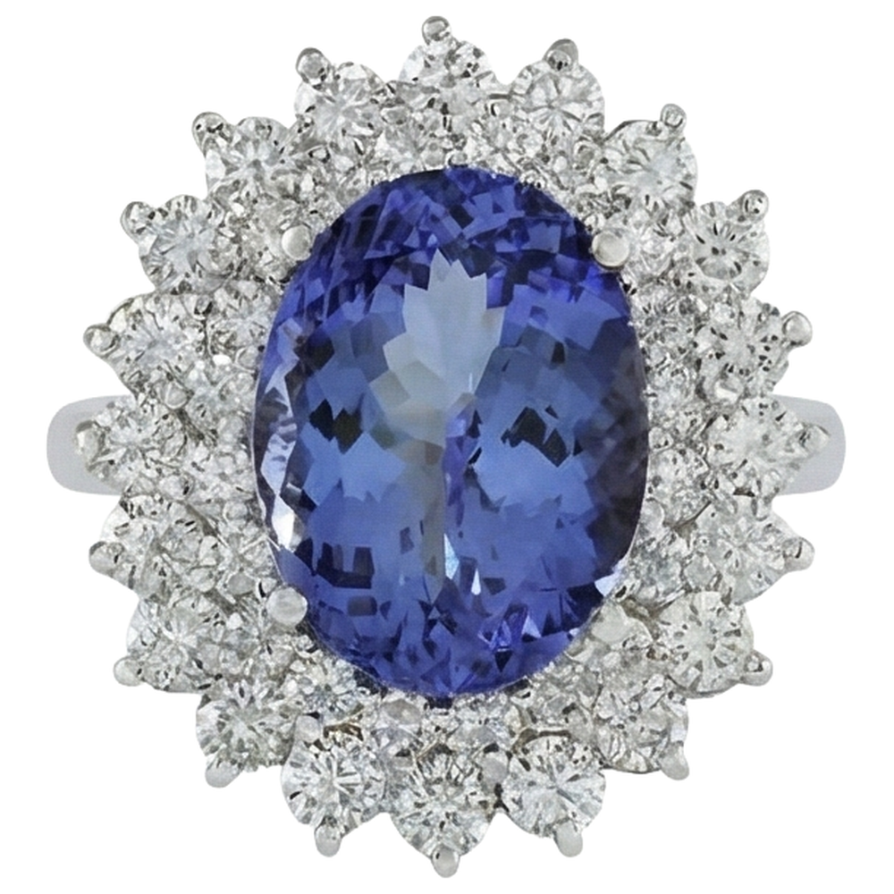 vero round tanzanite 6.75carati anello angolo laterale