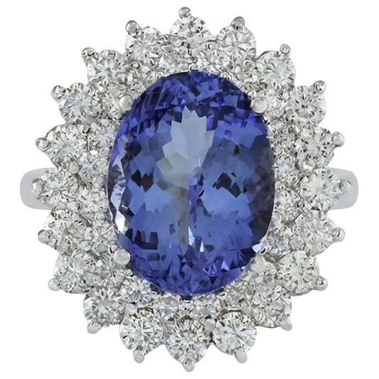 vero round tanzanite 6.75carati anello angolo laterale