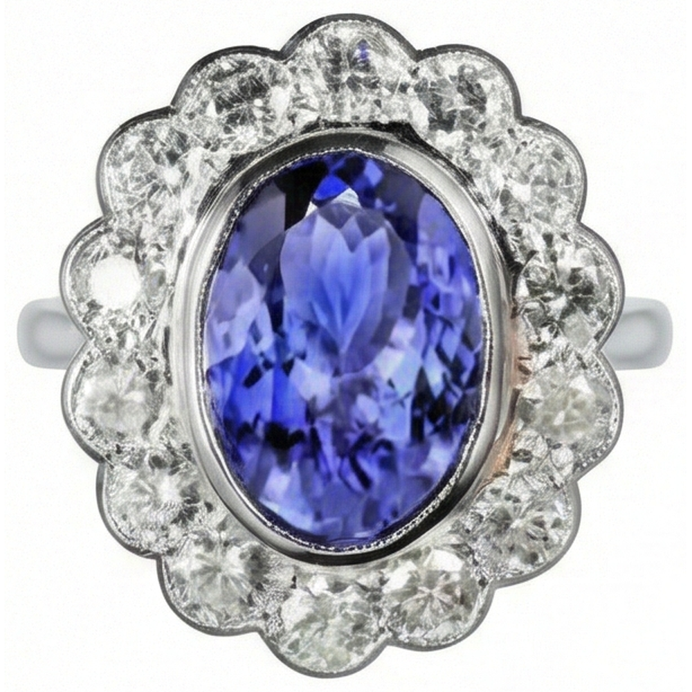 vero round tanzanite 10carati anello angolo laterale