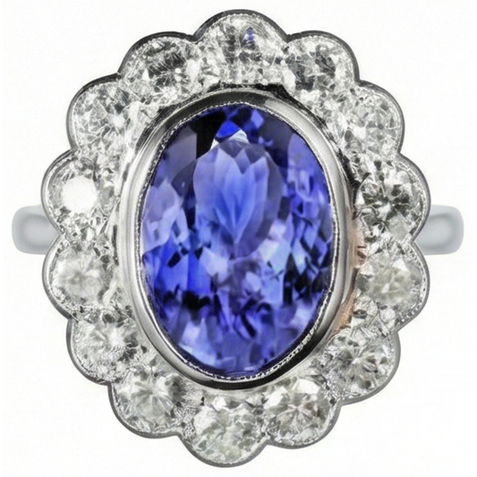 vero round tanzanite 10carati anello angolo laterale