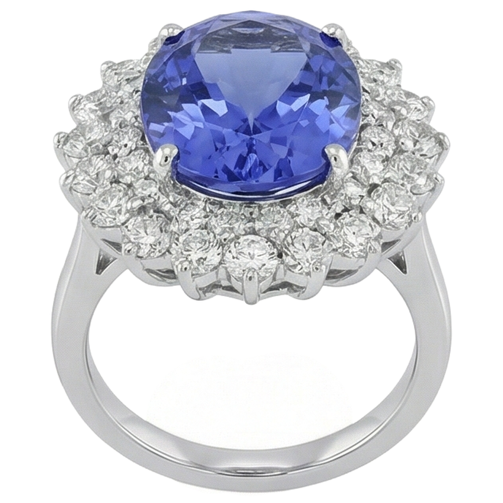 vero round tanzanite 6.75carati anello dettaglio ravvicinato