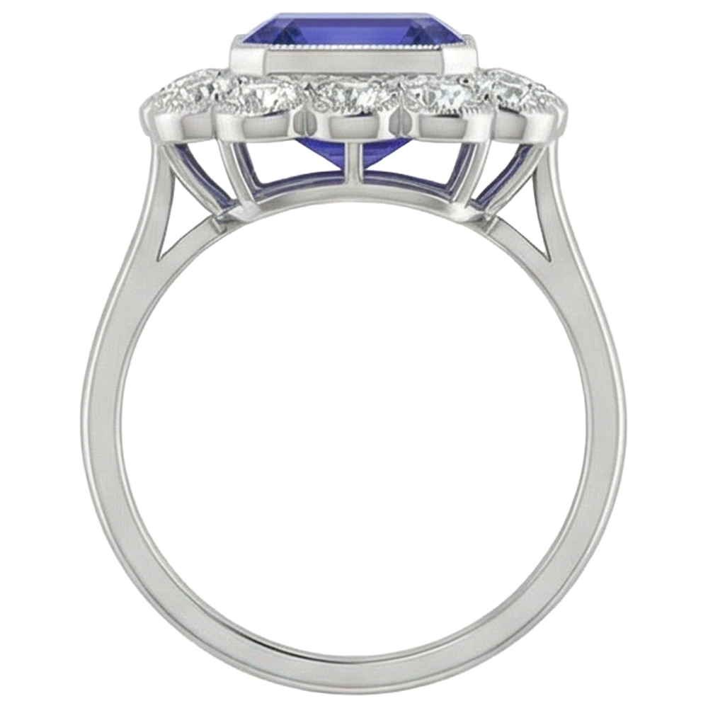 vero round tanzanite 6.75carati anello vista dall'alto