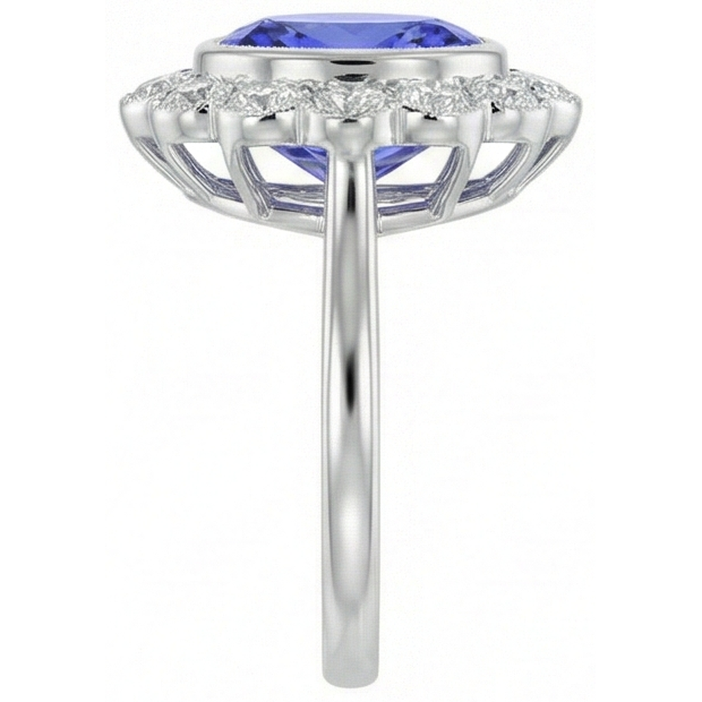 vero round tanzanite 10carati anello vista di profilo
